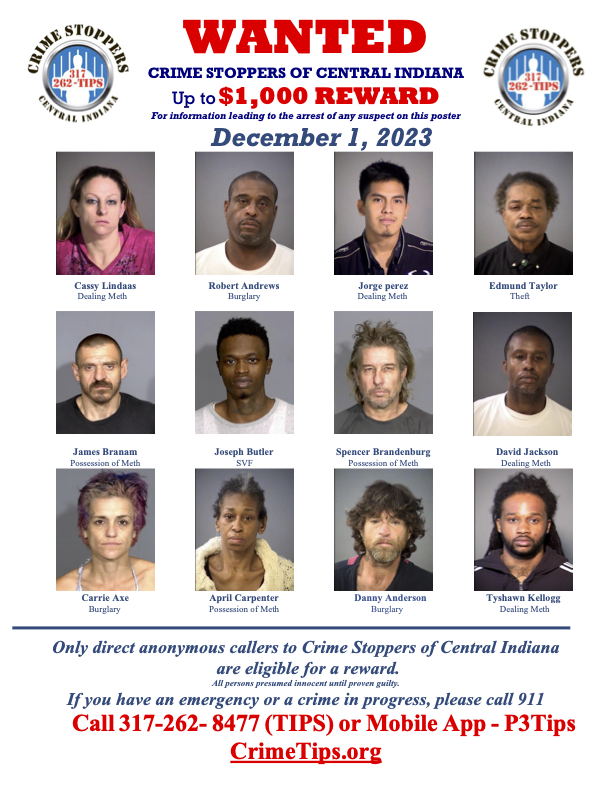 Monthly Wanted Posters - Crime Stoppers Of Central Indiana