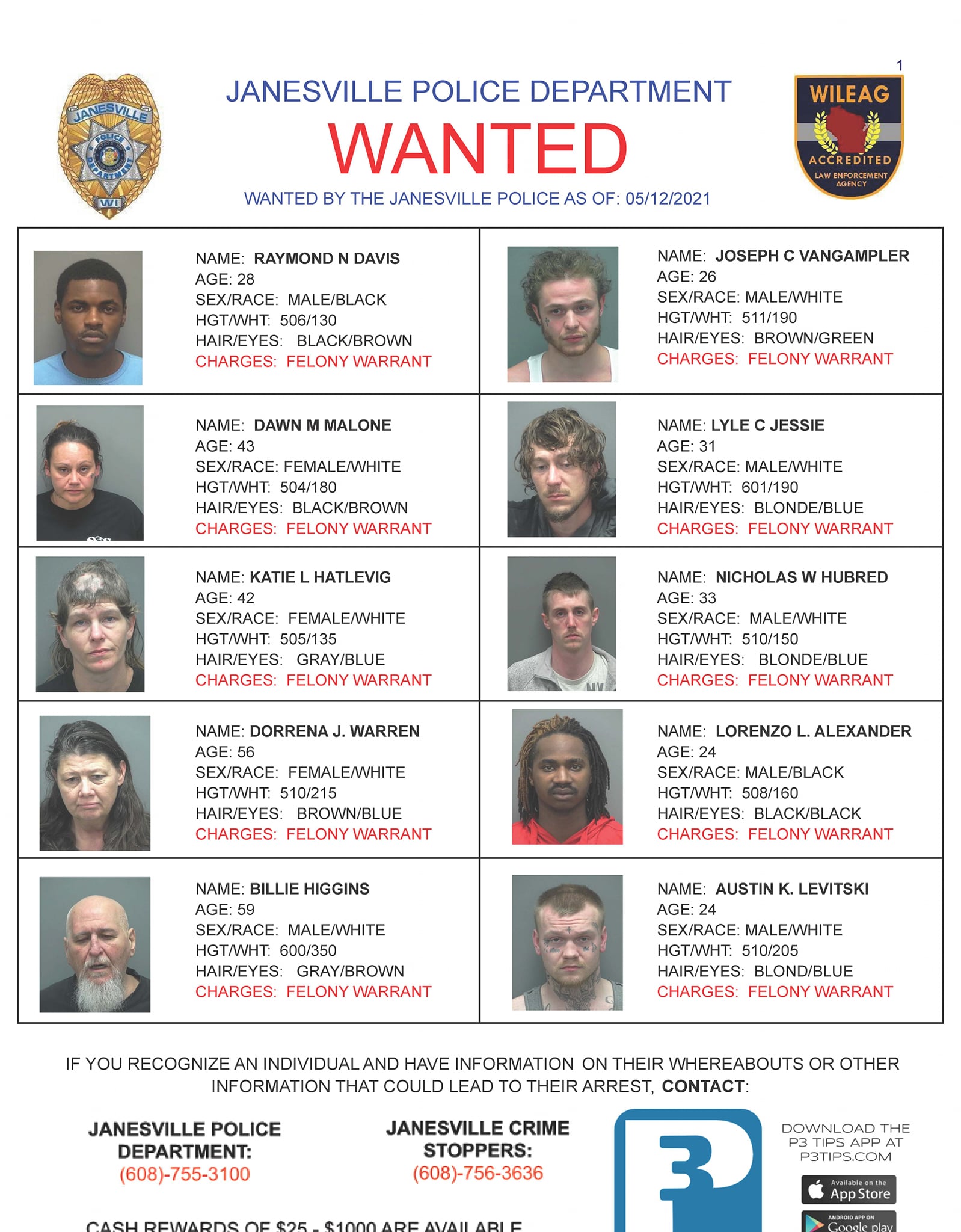 Wanted Suspects Janesville Area Crime Stoppers